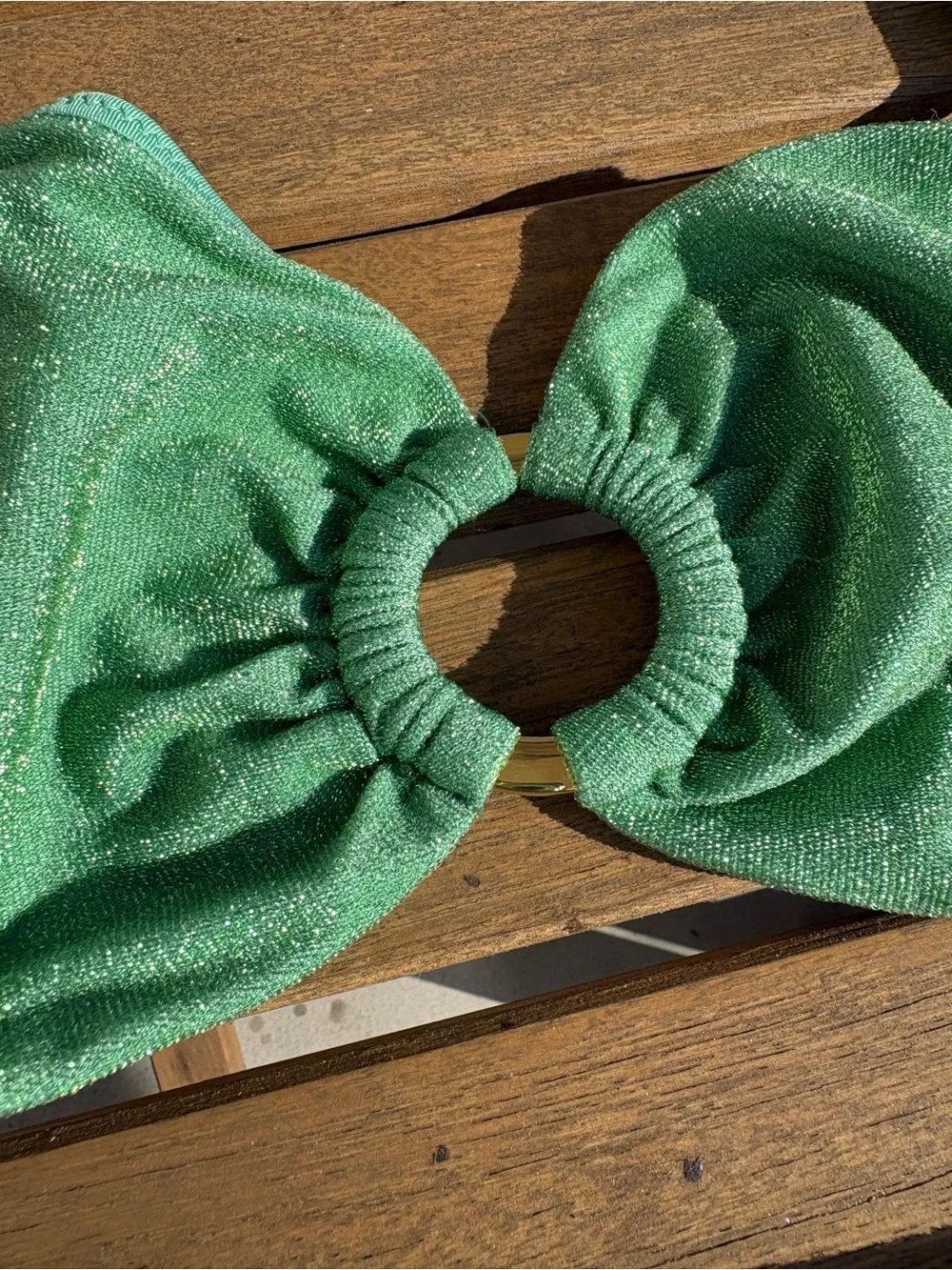 Monday Swimwear Pond Shimmer Metallic Green O-Ring Bikini Set (Top L/Bottom VV)